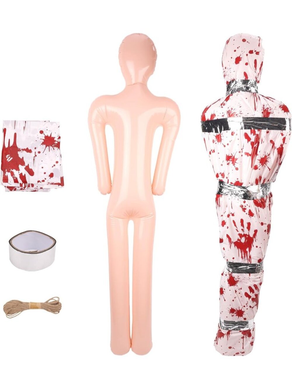 5ft Hanging Corpse Halloween Decoration Dead Victim Props with Body Bag Decor